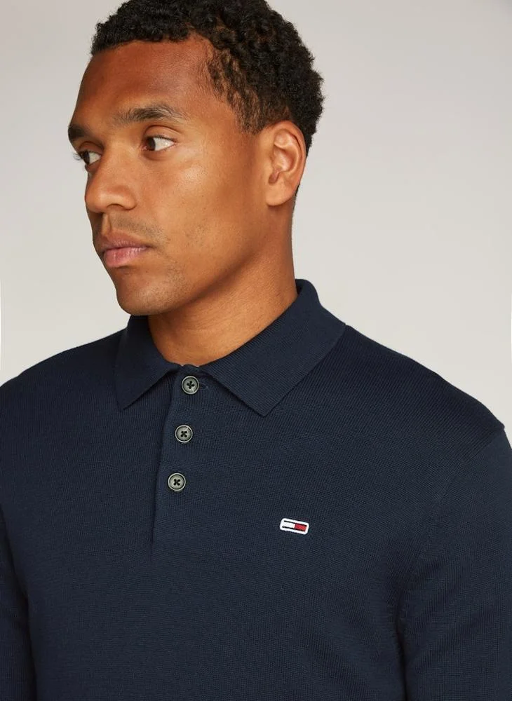TOMMY JEANS Logo Print Polo Neck Sweatshirt