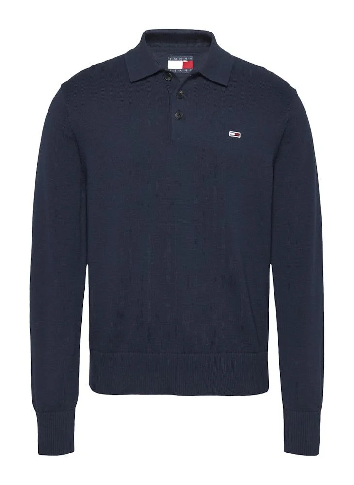 TOMMY JEANS Logo Print Polo Neck Sweatshirt