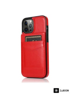 Generic For iPhone 12 Pro Max Solid Color PC + TPU Protective Case with Holder & Card Slots(Red)  - Image 2