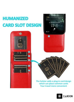 Generic For iPhone 12 Pro Max Solid Color PC + TPU Protective Case with Holder & Card Slots(Red)  - Image 5