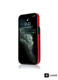 Generic For iPhone 12 Pro Max Solid Color PC + TPU Protective Case with Holder & Card Slots(Red)  - Image 3