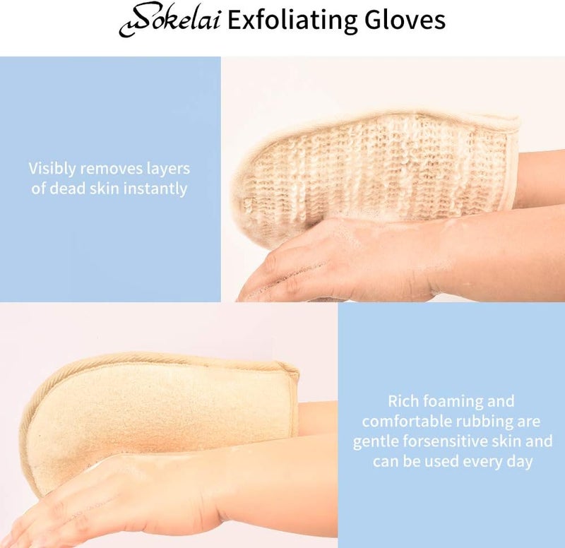wokelai Exfoliating Loofah Mitt Shower Gloves Bath Glove Body Scrubber Exfoliator for Remove Dead Skin Loofa Scrub Mittens for Exfoliation DoubleSided Luffa Sponges Facial Body Pads for Men Women Bathing - Image 5