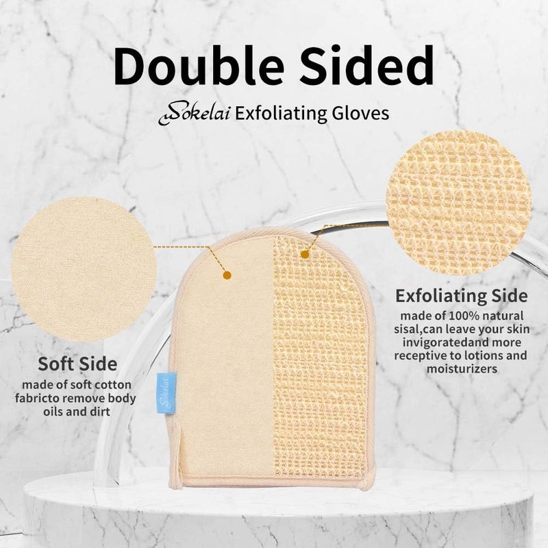 wokelai Exfoliating Loofah Mitt Shower Gloves Bath Glove Body Scrubber Exfoliator for Remove Dead Skin Loofa Scrub Mittens for Exfoliation DoubleSided Luffa Sponges Facial Body Pads for Men Women Bathing - Image 2