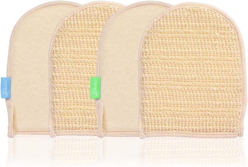 wokelai Exfoliating Loofah Mitt Shower Gloves Bath Glove Body Scrubber Exfoliator for Remove Dead Skin Loofa Scrub Mittens for Exfoliation DoubleSided Luffa Sponges Facial Body Pads for Men Women Bathing - Image 1