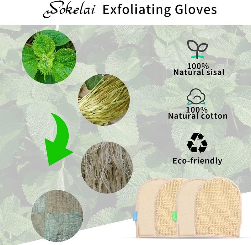 wokelai Exfoliating Loofah Mitt Shower Gloves Bath Glove Body Scrubber Exfoliator for Remove Dead Skin Loofa Scrub Mittens for Exfoliation DoubleSided Luffa Sponges Facial Body Pads for Men Women Bathing - Image 3