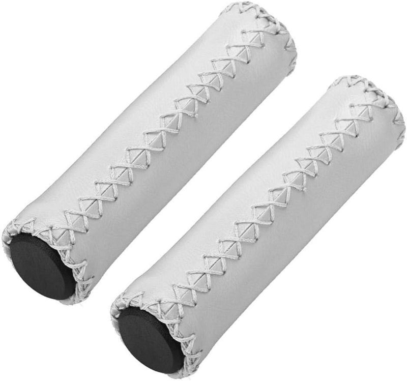 Dilwe Handlebar Grip PU Sponge Handle Bar End Grip with Double Lock for Most BikesWhite - Image 2
