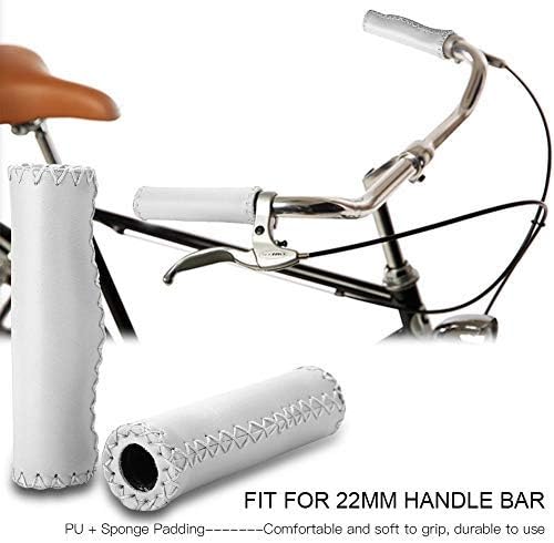 Dilwe Handlebar Grip PU Sponge Handle Bar End Grip with Double Lock for Most BikesWhite - Image 3