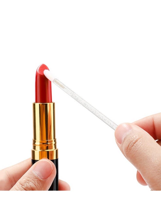 MyAoKuE-UP 300 Pcs Lip Brushes Disposable Lip Gloss Wands Lipstick Applicator Makeup Tool Crystal Handle (White) - Image 3