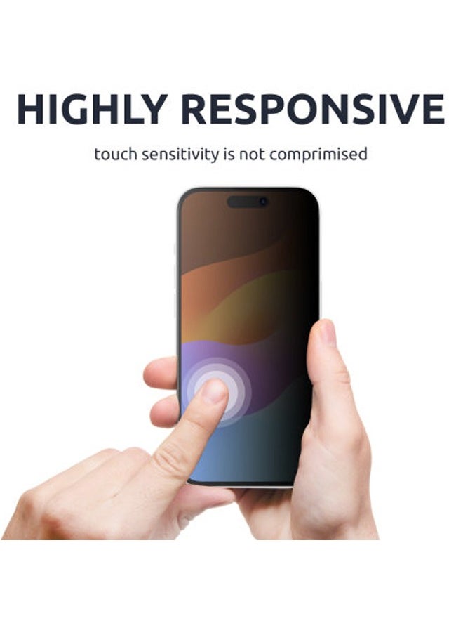 iPhone 15 Plus Privacy Screen Protector - Premium Edge to Edge Anti Spy Privacy Tempered Glass, Oleophobic Coating, Delicate Touch, Anti-Explosion, Smooth Arc Edge, Easy Installation