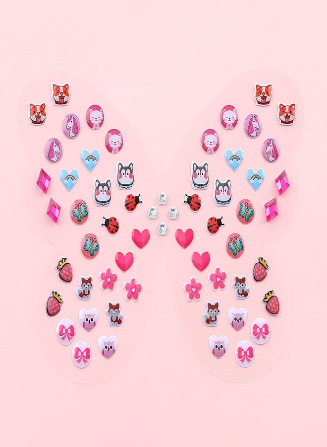 koutey 30 Pairs Butterfly Stick On Earrings - Kids Unicorn Rainbow Stick On Earring for Little Girls 4-6 Sticker Earring Self-Adhesive Gem Press on Stick on Earrings (Butterfly-02) - Image 4