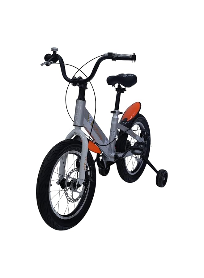 Rally Kids' Bicycle 16 Inch Grey And Orange With Training Wheels And Disc Brakes - Image 2