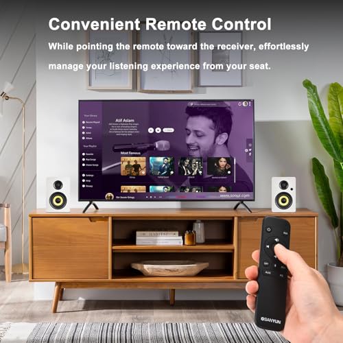 Sanyun SW206 80W Active Dual-Mode Bookshelf Speakers, 4” Studio Monitor & HiFi Mode, Upgraded 3D Sound Field, 6.35mm TRS Balanced, Bluetooth 5.4, Optical Coaxial Aux USB 24bit DAC, White - Image 4