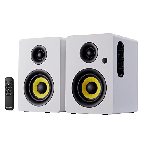 Sanyun SW206 80W Active Dual-Mode Bookshelf Speakers, 4” Studio Monitor & HiFi Mode, Upgraded 3D Sound Field, 6.35mm TRS Balanced, Bluetooth 5.4, Optical Coaxial Aux USB 24bit DAC, White - Image 1