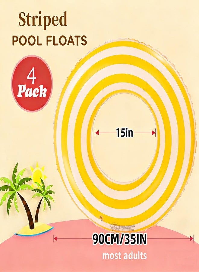 WAYTOSUC 4PCS Floats for Adults Rings Lollipop Striped Pool Float Large Swim Ring for Adults,35 Inch Classic Striped Teens Adult Inner Tubes Summer Beach Bachelorette Party (Yellow Lollipop,4) - Image 2