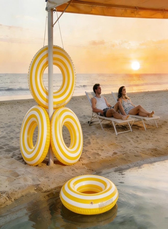 WAYTOSUC 4PCS Floats for Adults Rings Lollipop Striped Pool Float Large Swim Ring for Adults,35 Inch Classic Striped Teens Adult Inner Tubes Summer Beach Bachelorette Party (Yellow Lollipop,4) - Image 3