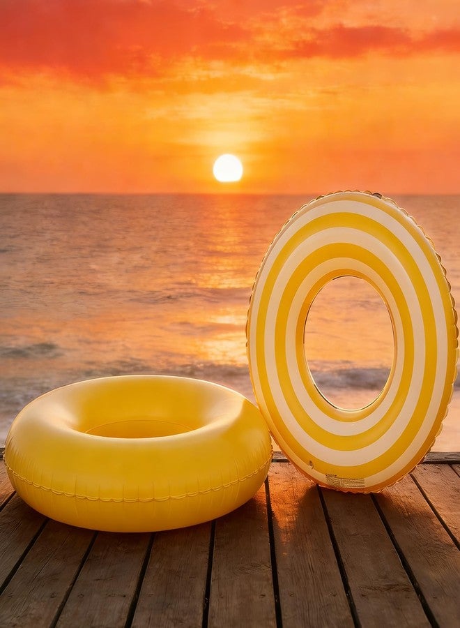 WAYTOSUC 4PCS Floats for Adults Rings Lollipop Striped Pool Float Large Swim Ring for Adults,35 Inch Classic Striped Teens Adult Inner Tubes Summer Beach Bachelorette Party (Yellow Lollipop,4) - Image 4