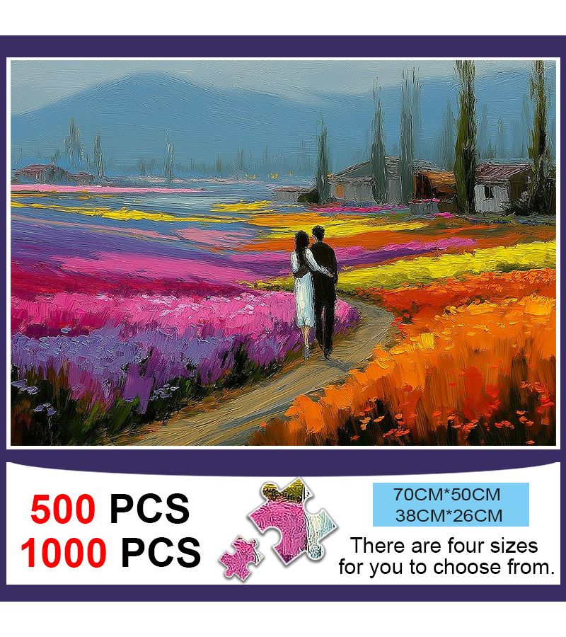 لغز الصور المقطوعة "بحر الزهور المعانق" - 500 قطعة - بحجم 14.96 × 10.24 بوصة - تصميم محمول - Image 1