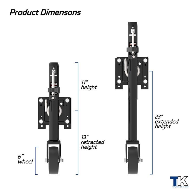 TOWKING 1200 lbs Trailer Jack with Wheel, 10" Lift, Bolt On Tongue Jack for RV, Boat, Trailer and More - Image 3