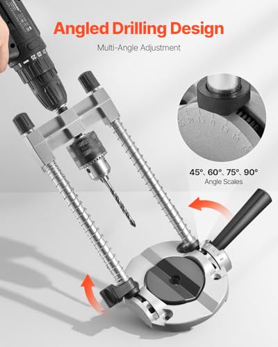 VEVOR Drill Guide MultiAngle Press Portable Precision Drilling Guide Jig Attachment with Large Handle and Mounting Holes Aluminum Alloy for Drilling Angled or Straight Holes for Wood Working - Image 3