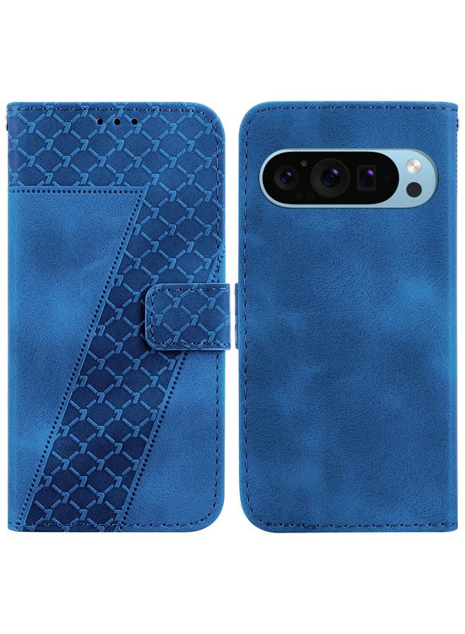 Green Tiger Case For Google Pixel 9 Pro Seven-shaped Embossed Leather Phone Case - Image 1
