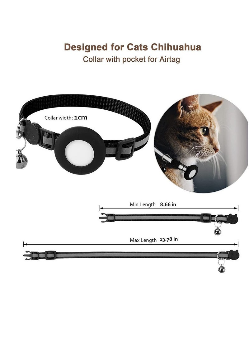 Generic Cat Collar for Airtag Reflective Cat Collar with Bell and Safety Buckle, with Waterproof Holder Compatible with Adjustable 22-35cm  - Image 5