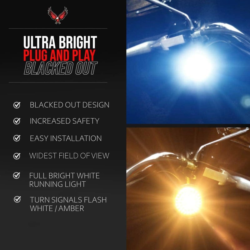 EAGLE LIGHTS Harley Front & Rear LED Turn Signal Kit with Bright White Running Lights and Strobing Rear Brake Lights 1157 - Image 3