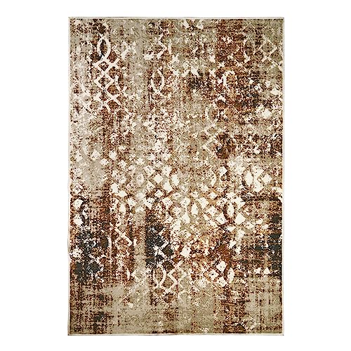 Welspun Wonder-Full Polyester Carpet for Hall, Living Room & Bedroom | Anti-Skid | Fold Mark Resistant | Machine Washable | Gel Foam Back | 4x6 Feet | Brown - Image 2