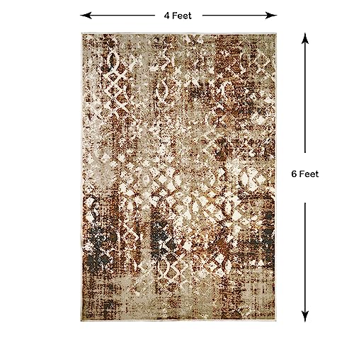 Welspun Wonder-Full Polyester Carpet for Hall, Living Room & Bedroom | Anti-Skid | Fold Mark Resistant | Machine Washable | Gel Foam Back | 4x6 Feet | Brown - Image 4