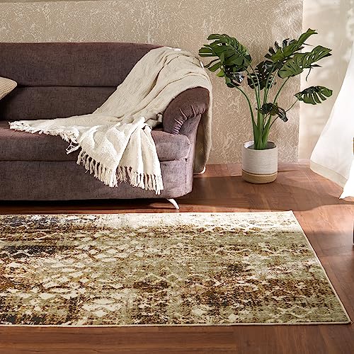 Welspun Wonder-Full Polyester Carpet for Hall, Living Room & Bedroom | Anti-Skid | Fold Mark Resistant | Machine Washable | Gel Foam Back | 4x6 Feet | Brown - Image 1