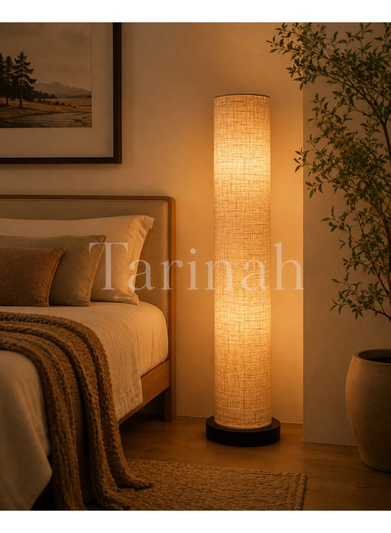 Modern Linen Fabric Floor Lamp – Minimalist Cylindrical Standing Lamp with Warm Ambient Lighting - Image 5