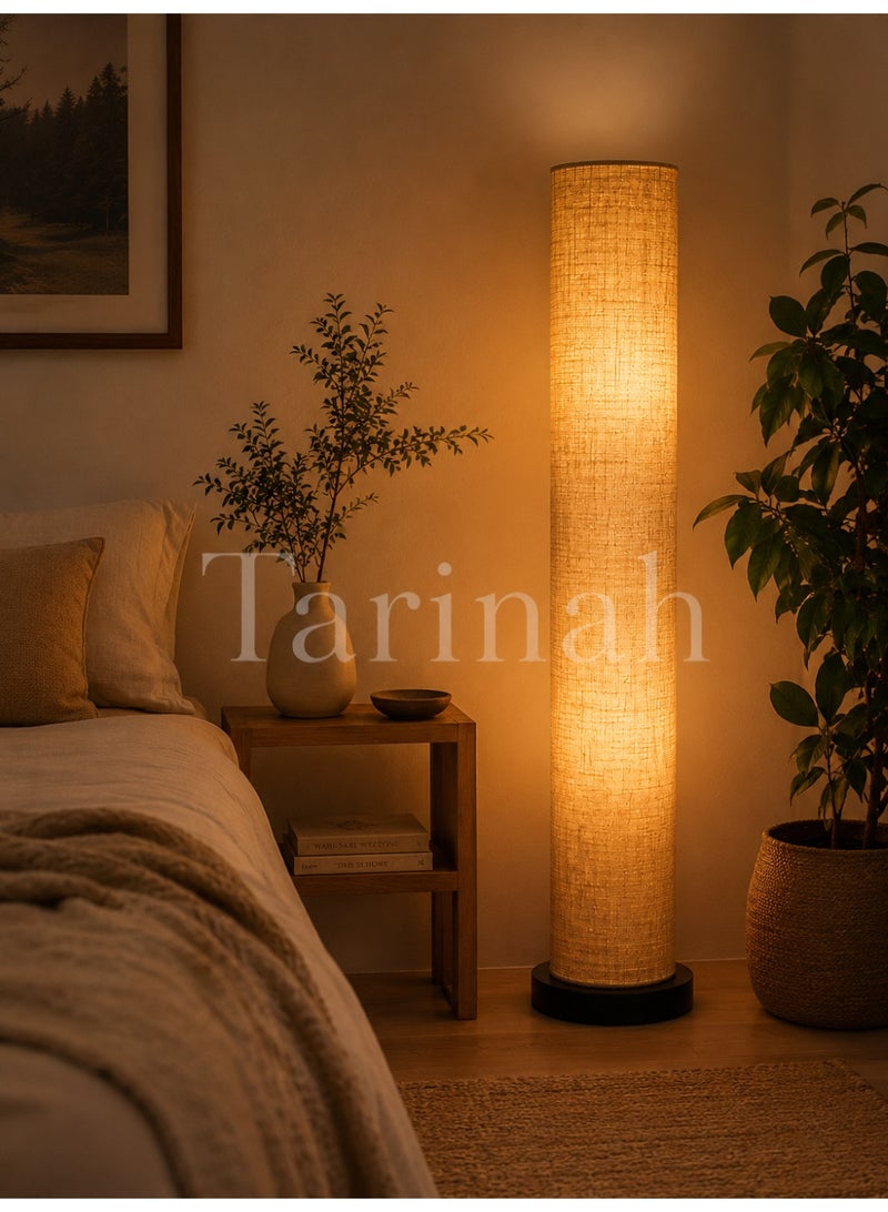 Modern Linen Fabric Floor Lamp – Minimalist Cylindrical Standing Lamp with Warm Ambient Lighting - Image 4