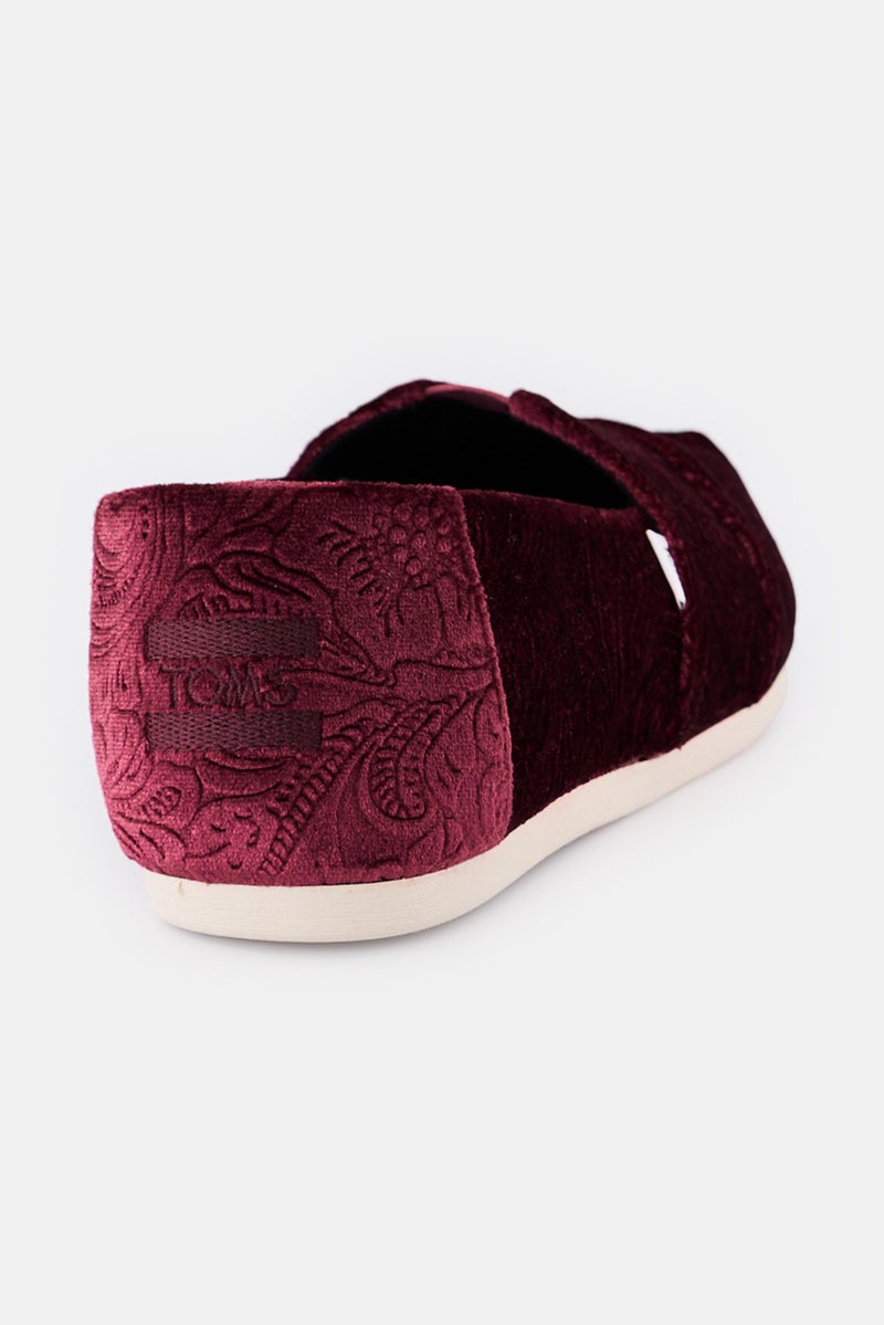 TOMS Women Floral Velvet  Slip On Shoes, Maroon - Image 3