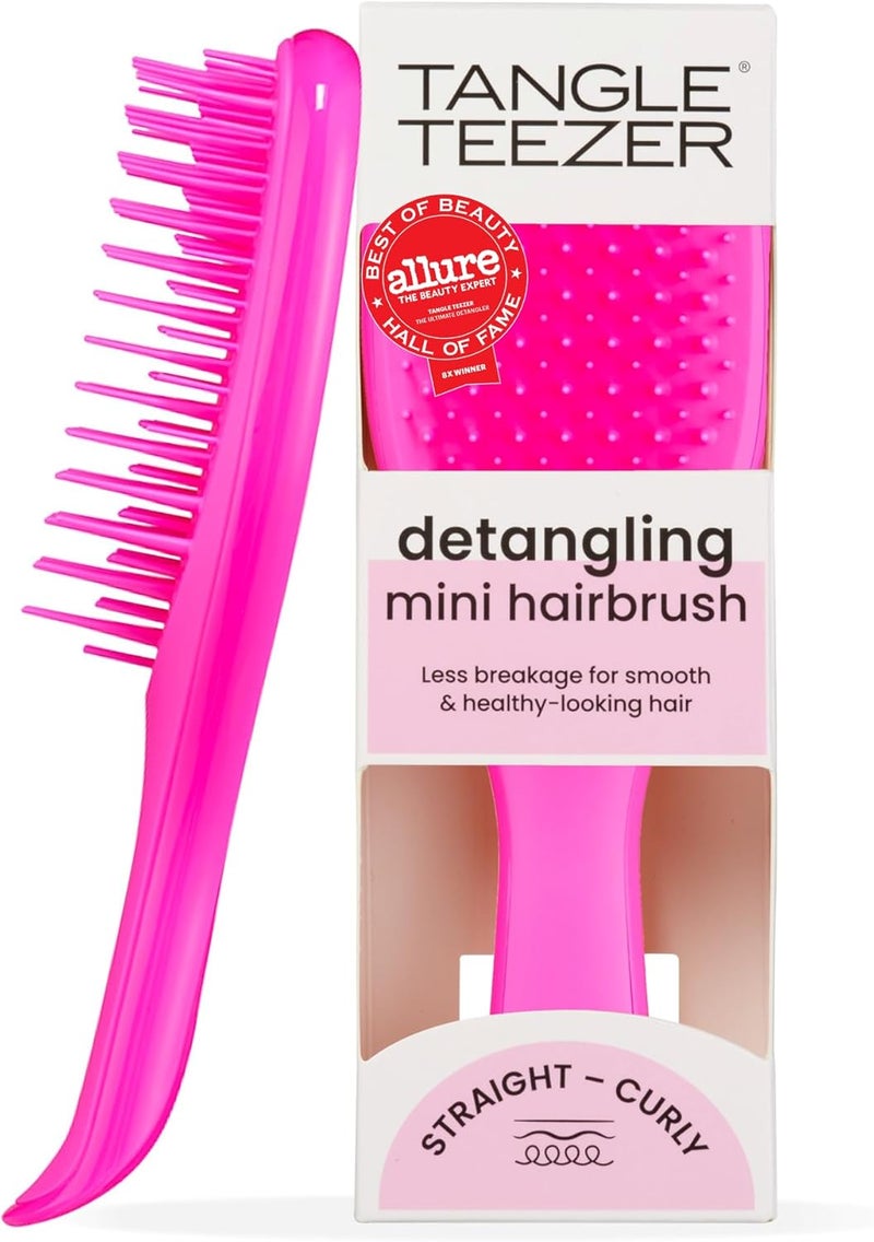 TANGLE TEEZER Mini The Ultimate Detangler Hairbrush |Gentle on Wet Hair | Two-Tiered Teeth & Comfortable Handle | Ideal for Kids And Travel | Reduces Knots & Breakage | Runway Pink - Image 1