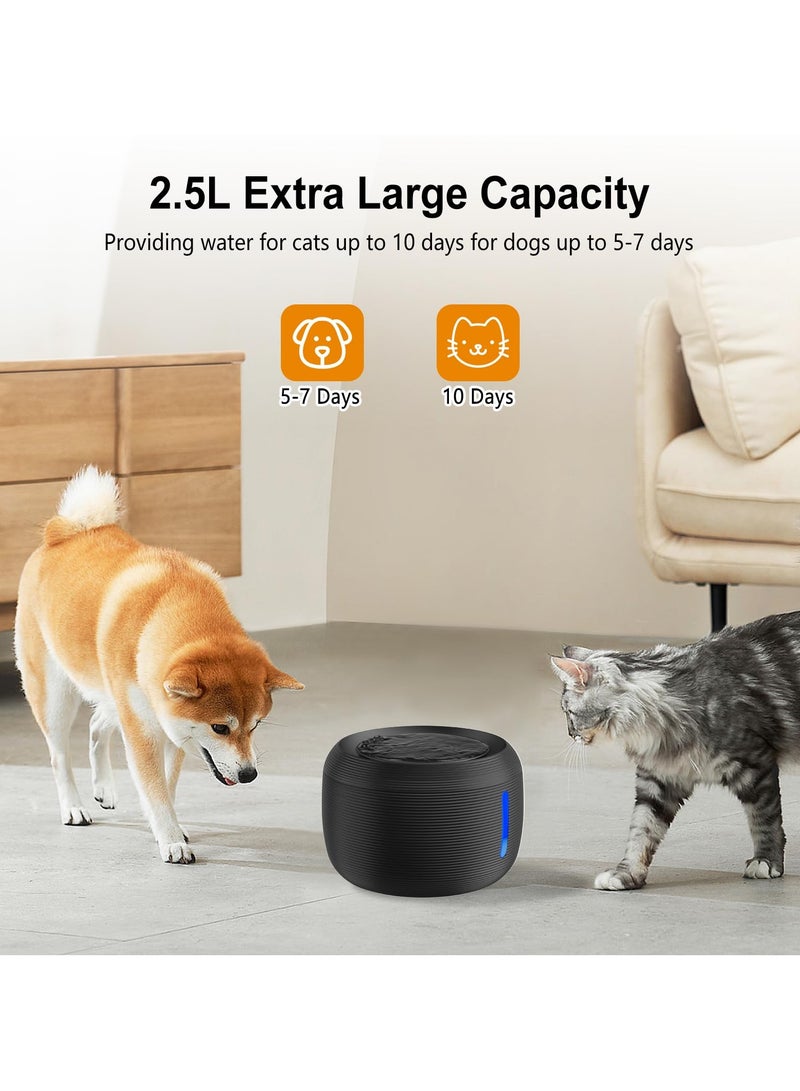 SYOSI Cat Water Fountain, 2.5L Pet Water Fountain for Cats and Dogs, with 6 Filters Replacement and LED Light, 3 Flow Modes Dog Water Dispenser, Smart Pump Cat Water Dispenser (Black) - Image 5