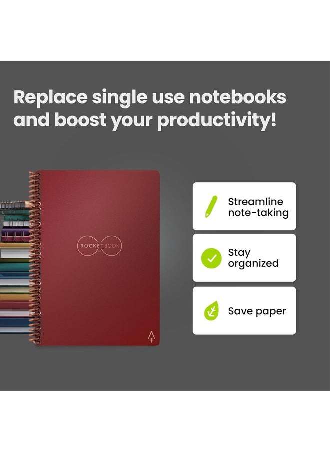 Smart Reusable Notebook | Eco-Friendly Dot-Grid | Includes Pilot Frixion Pen & Microfiber Cloth | Executive Size