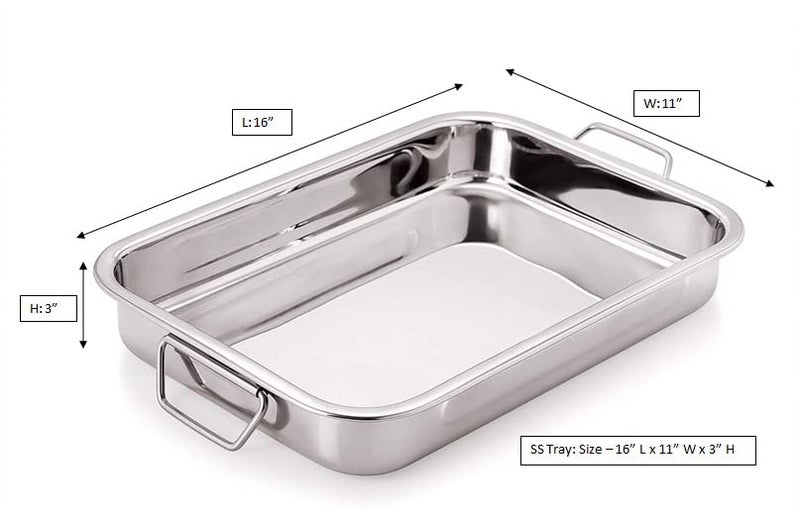 Jayco Luxuria Stainless Steel Tray with Handles for Baking, Roasting, Grilling, Serving - Big Size (40 x 28 cm) - Image 3