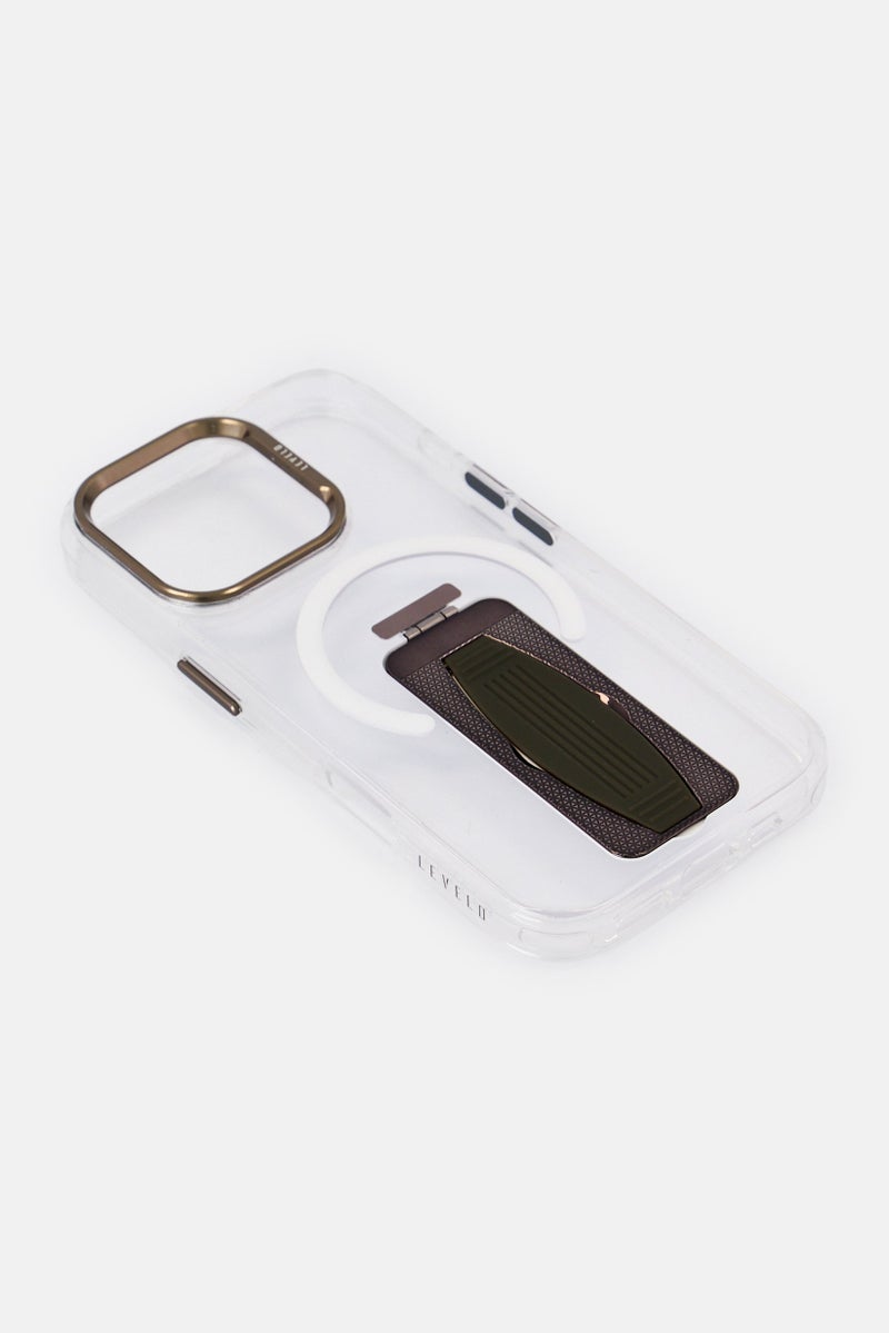LEVELO iPhone 16 Pro Morphix Magsafe Case With Grip And Stand, Transparent - Image 4