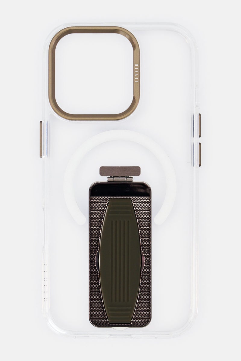 LEVELO iPhone 16 Pro Morphix Magsafe Case With Grip And Stand, Transparent - Image 1