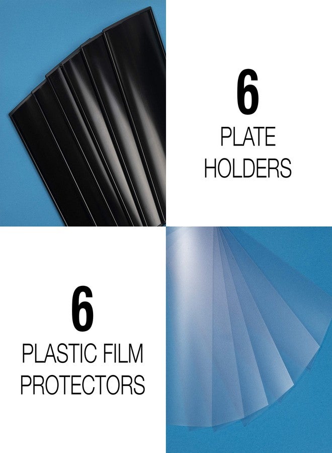 GlossyEnd Set of 6 -Sturdy & Elegant Black Aluminum Wall Mount Name Plate Holder, Office Business Door Curved Sign Holder with Adhesive Tape, 8” X 3” - Plastic Film Included, Paper Inserts NOT Included - Image 2