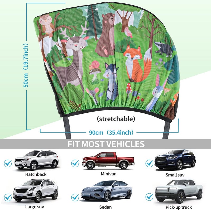 iZoeL Car Sunshade for Children - 2 Pieces Jungle Animal Print Side Window Sunshade with Storage Case - Image 2