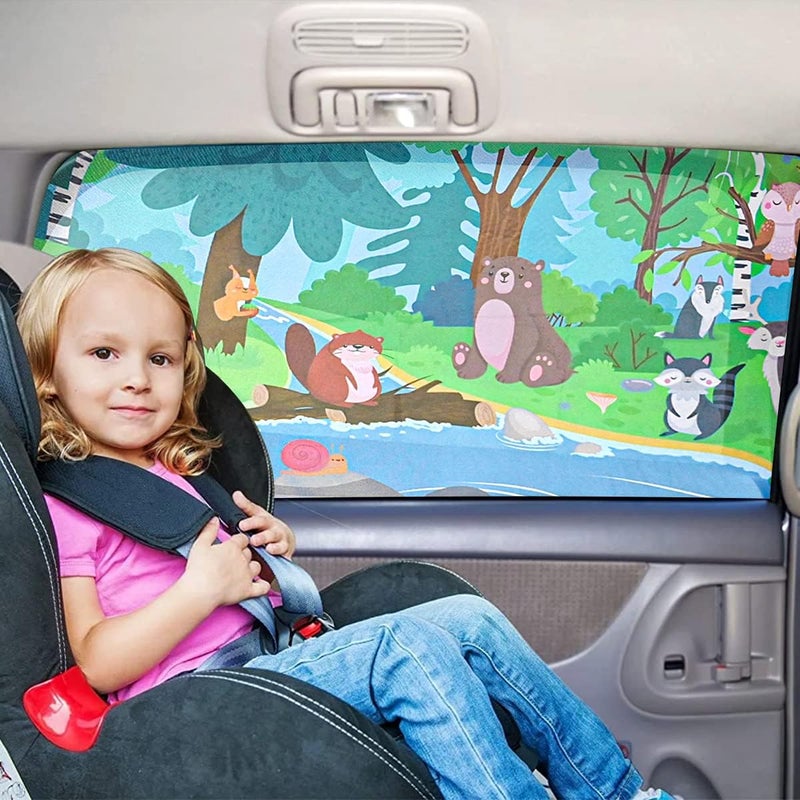 iZoeL Car Sunshade for Children - 2 Pieces Jungle Animal Print Side Window Sunshade with Storage Case - Image 4
