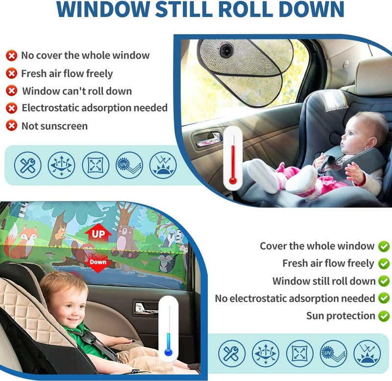 iZoeL Car Sunshade for Children - 2 Pieces Jungle Animal Print Side Window Sunshade with Storage Case - Image 3