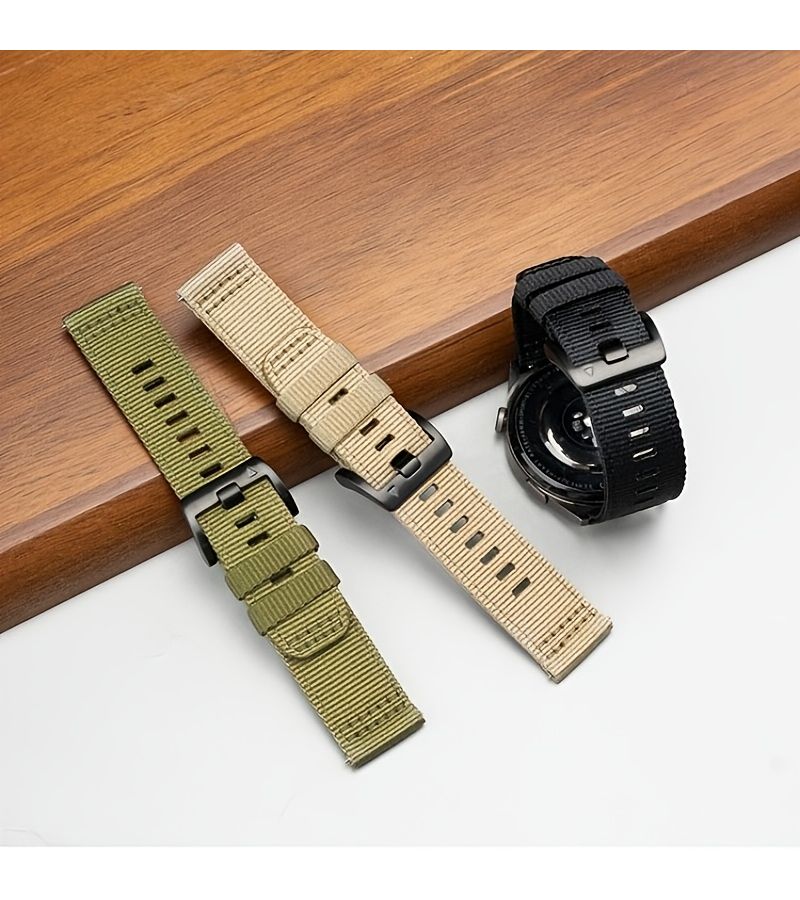 حزام ساعة من القماش مقاس 22 مم باللون الكاكي، سوار بديل لـ Zeblaze Stratos 4 3 2 Vibe 7 7 Pro Ares 3 Pro Garmin Forerunner 570 265 Huawei Watch GT4 46mm GT5 3 2 Pro 46mm WATCH 5 46mm - Image 4