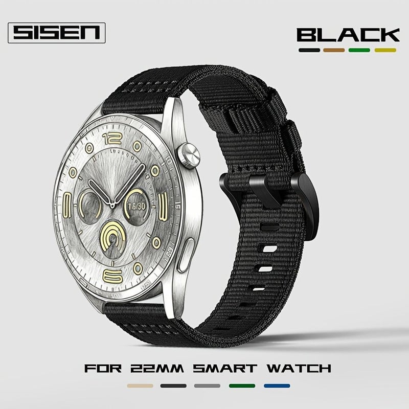 حزام ساعة من القماش مقاس 22 مم باللون الكاكي، سوار بديل لـ Zeblaze Stratos 4 3 2 Vibe 7 7 Pro Ares 3 Pro Garmin Forerunner 570 265 Huawei Watch GT4 46mm GT5 3 2 Pro 46mm WATCH 5 46mm - Image 1