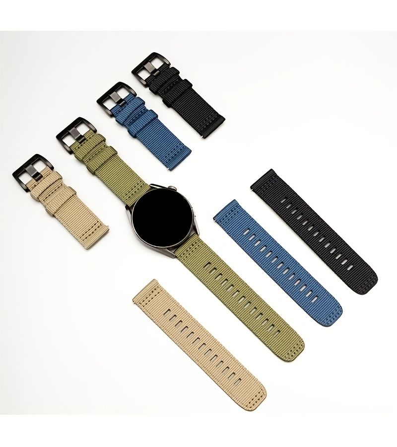 حزام ساعة من القماش مقاس 22 مم باللون الكاكي، سوار بديل لـ Zeblaze Stratos 4 3 2 Vibe 7 7 Pro Ares 3 Pro Garmin Forerunner 570 265 Huawei Watch GT4 46mm GT5 3 2 Pro 46mm WATCH 5 46mm - Image 3