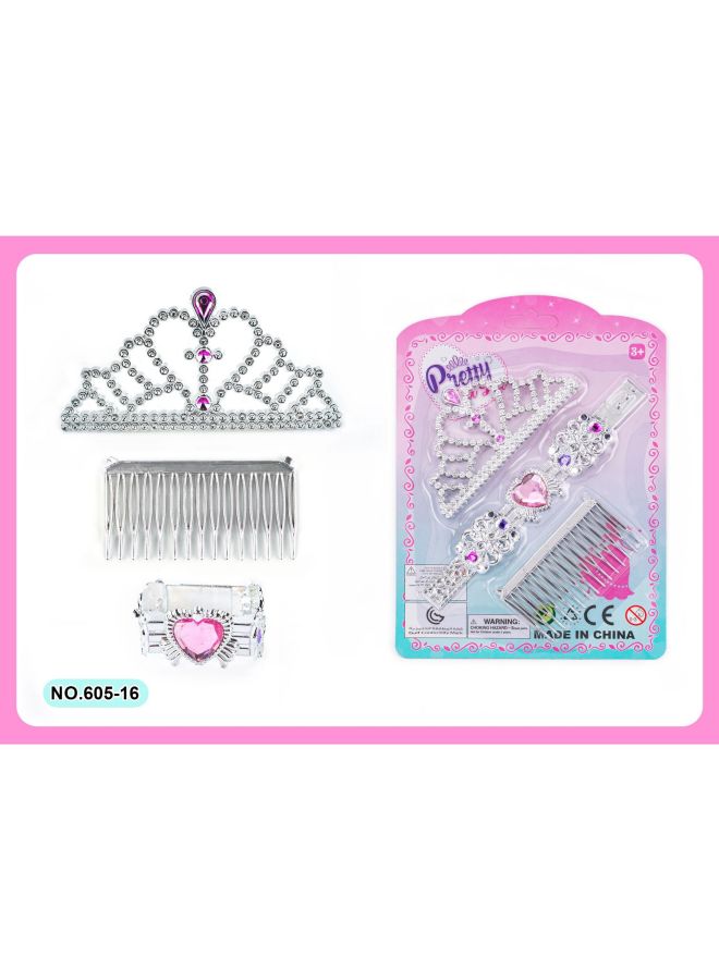Fairy Stick Crown Princess Necklace Earrings Ring Girls Gifts Children's Jewelry Suit Play Home Toys Cross-border 