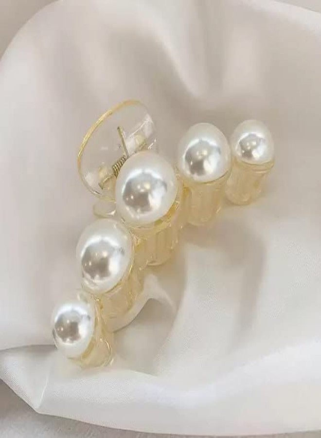 SHREE HANS CREATION 5 Big Moti Pearl Butterfly Hair Claw Clip For Women & Girls Accessories Wedding Claw Clip Hair Clutcher Metal Hair Clips Design Wonderful Grip - Image 1