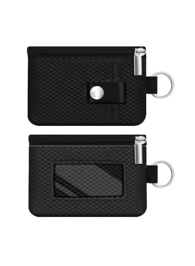 Minimalist RFID Blocking Small Wallet with ID Window,WaterResistant Zip Id Case Wallet with Lanyard Keychain for Cards,Cash,Travel,Women,Men - Image 3