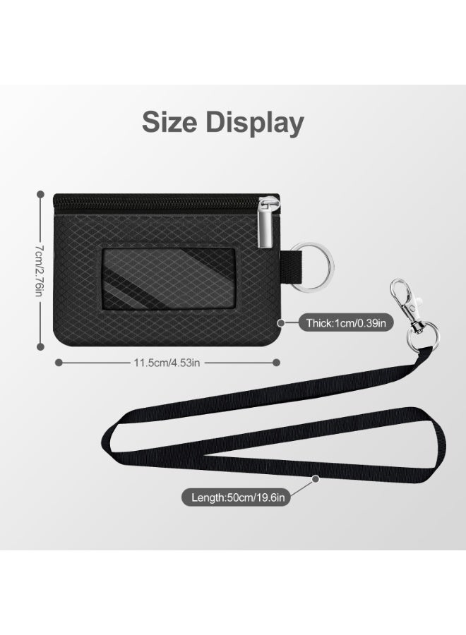 Minimalist RFID Blocking Small Wallet with ID Window,WaterResistant Zip Id Case Wallet with Lanyard Keychain for Cards,Cash,Travel,Women,Men - Image 5