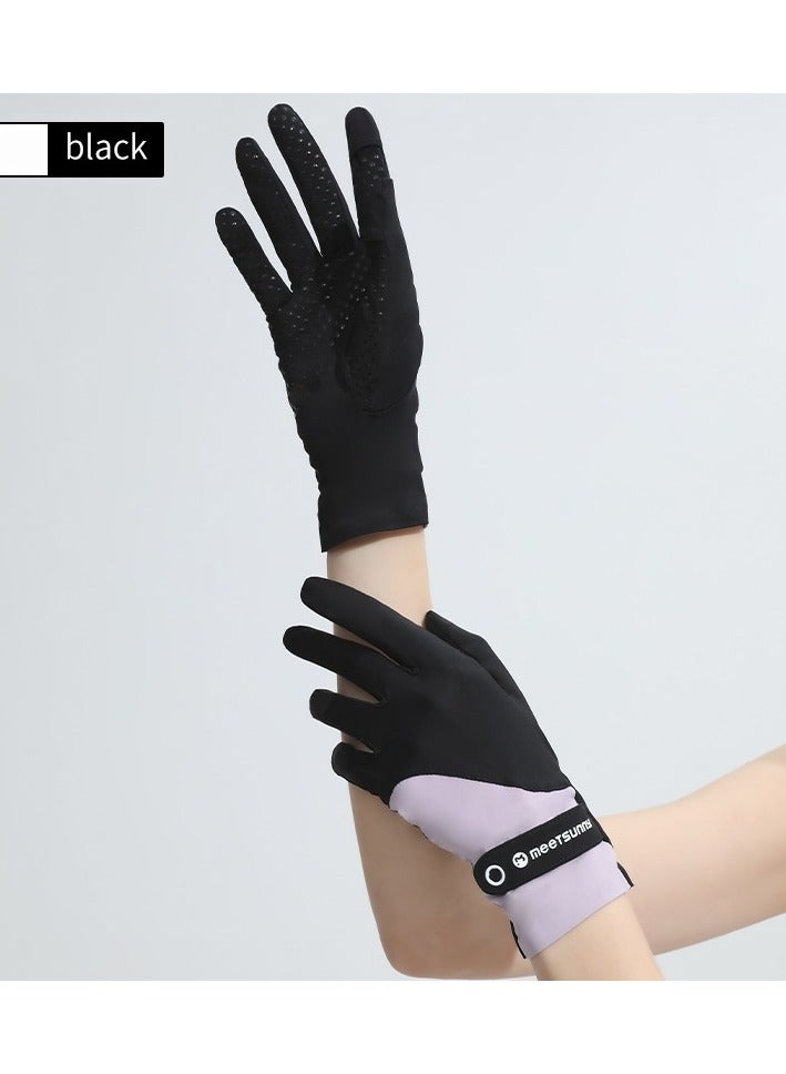 قفازات القيادة النسائية للحماية من الأشعة فوق البنفسجية للصيف من أشعة الشمس - أسود - Image 1